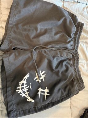 ROMWE Black Athletic Shorts with White Graphic
